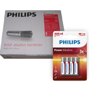 Pack de 12 Blister de Pilas Alcalinas Philips AAA x4 Unidades