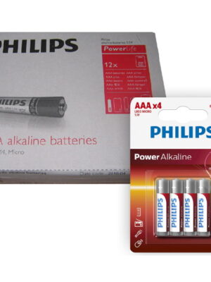 Pack de 12 Blister de Pilas Alcalinas Philips AAA x4 Unidades