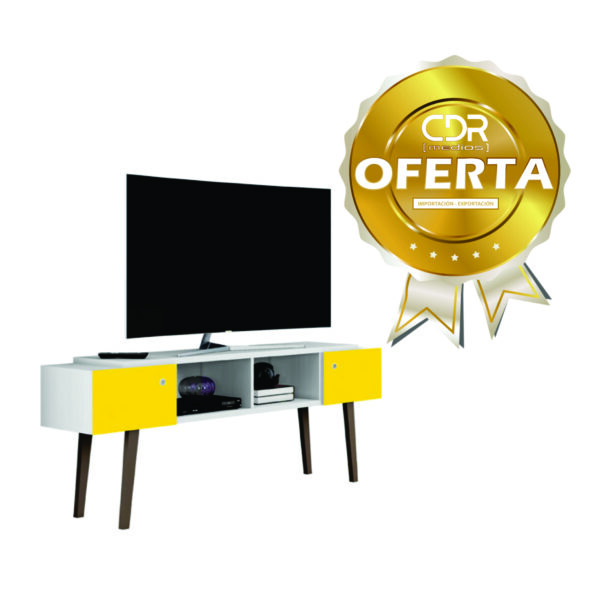 productos35_18485 Rack Aparador para TV con Patas Blanco con Amarillo
