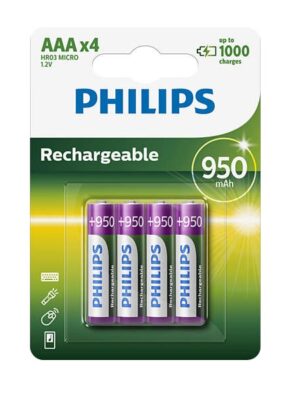 Pilas Recargables Philips AAA 950mAh x4