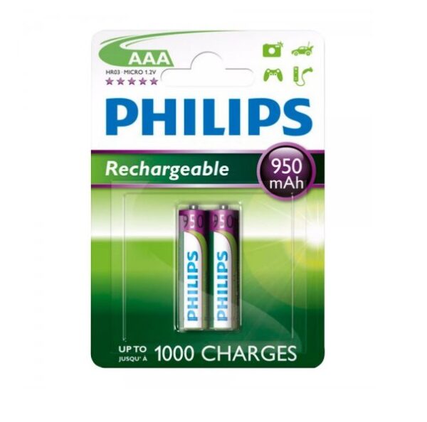 Pilas Recargables Philips AAA 950mAh x2