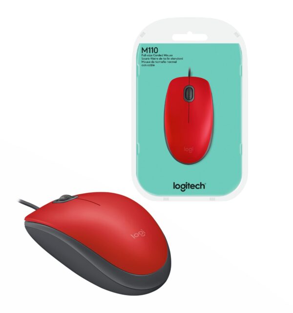 Mouse Óptico Logitech M110 Silent Rojo