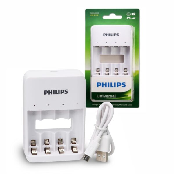 Cargador USB Philips para 4 Pilas AAA/AA