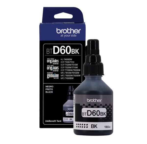 Botella Tinta Brother D60 Negra