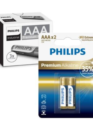 Pack de 12 Blister de Pilas Premium Alcalinas Philips AAA x2 Unidades