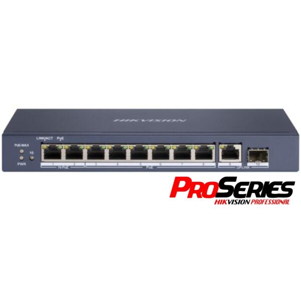 Switch PoE Hikvision Pro 9 Puertos Gigabit 110W