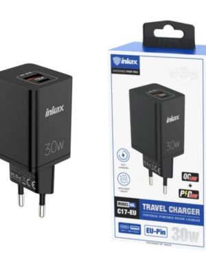 Cargador Inkax USB AC PD 30W Negro