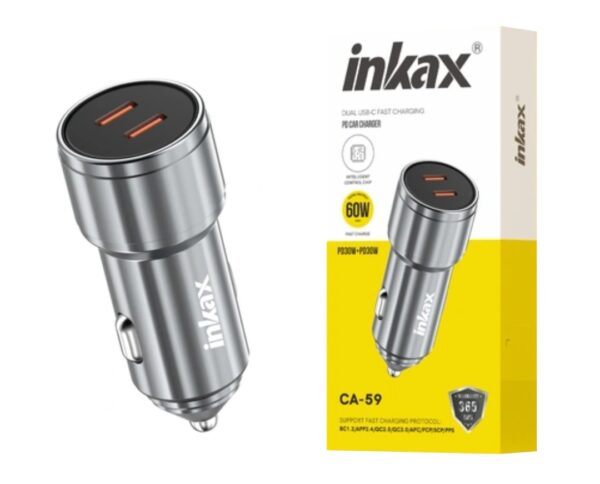 Cargador Auto Inkax USB CX2 QC30 60W Gris