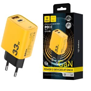 Cargador Inkax USB AC 33W Amarillo