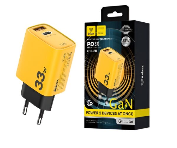 Cargador Inkax USB AC 33W Amarillo