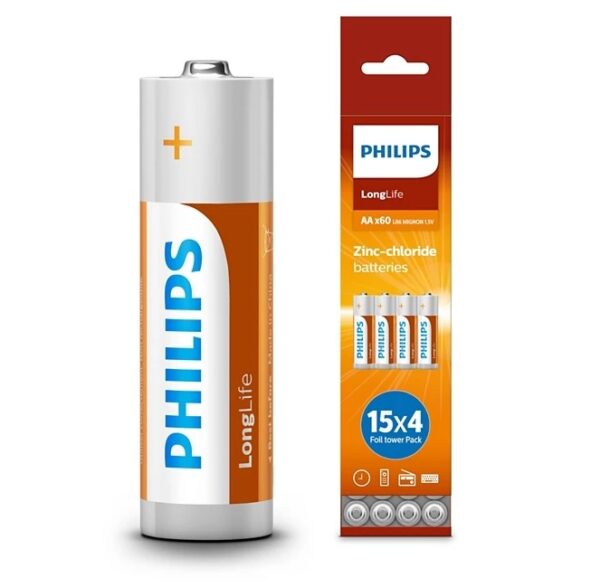 Pilas Longlife Philips AA x60