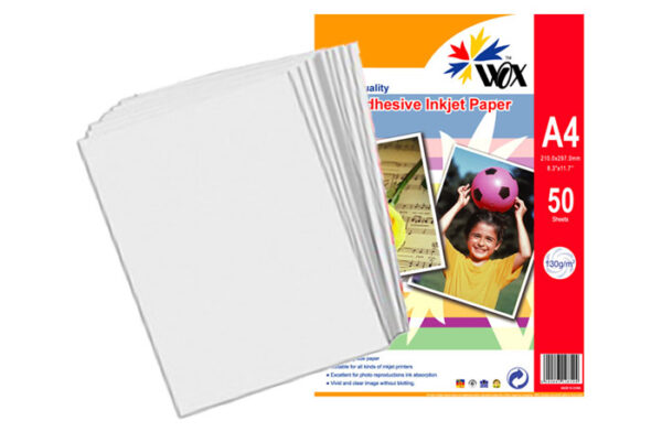Papel Wox Inkjet Alta Resolución A4 Autoadhesivo 130grs x 50 Uds