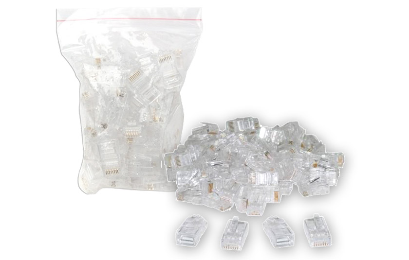 Conectores RJ-45 Cat6e x 100 Uds